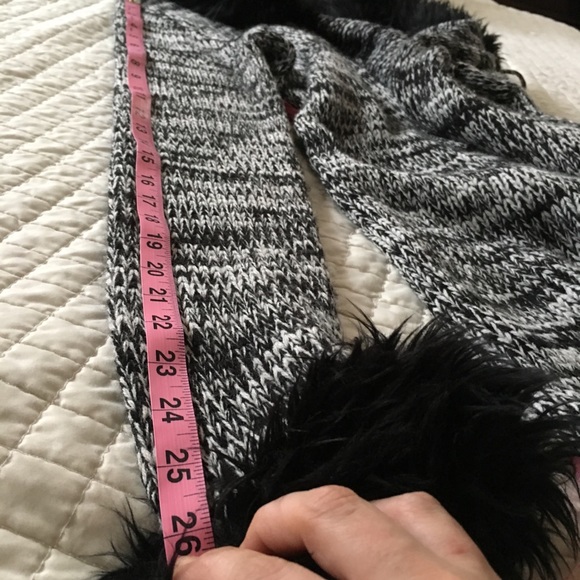 {Forever} Black & White Marl Fur-Trimmed Cardigan - Picture 5 of 8